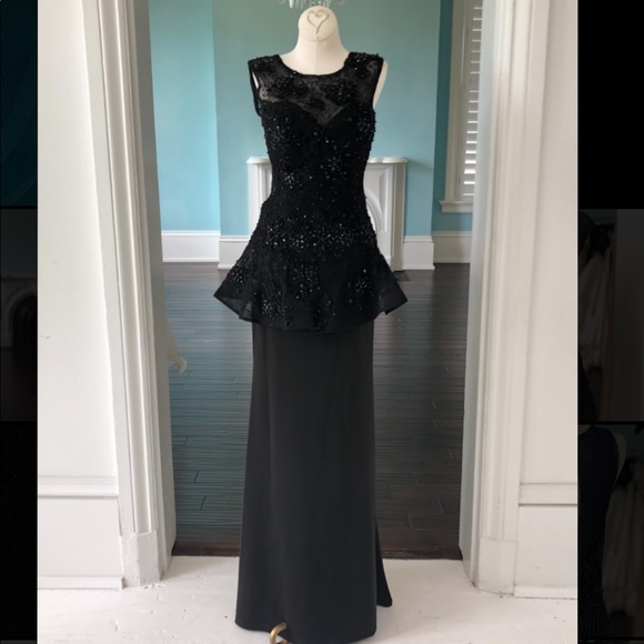 black lace gala dress
